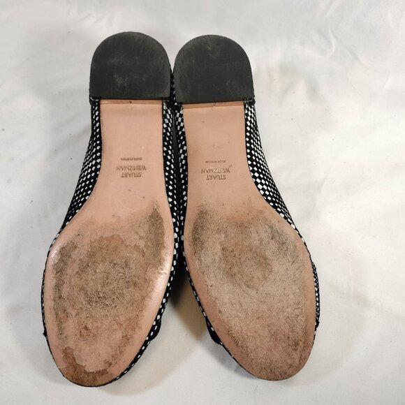 Stuart Weitzman Lovebuck Flats in Black & White Optic Nappa - Picture 6 of 7